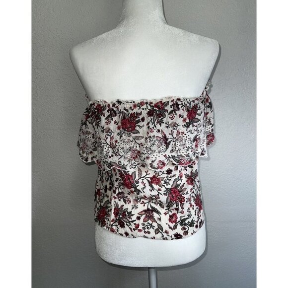 American Eagle Floral Crop Top Off The Shoulder Size XS-Small Fits Both 1B - Picture 9 of 11